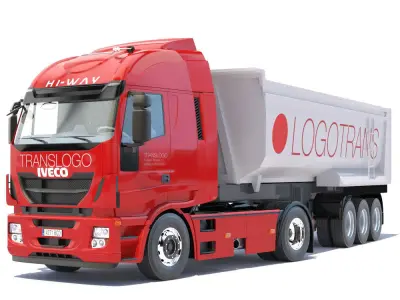 IVECO Hi-Way with Dumper Trailer 3D model