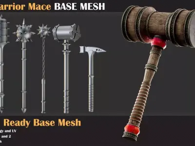 50 Warrior Mace Base Mesh - VOL 02 -  Game Ready Low-poly 3D model