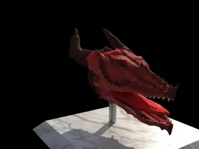 high poly dragon head of Free 3D model