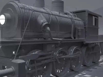 Train Locomotive with wagon 3D model