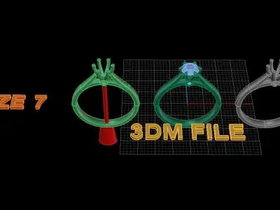Solitaire 6 Prong Diamond Gallery Engagement Ring 3D print model