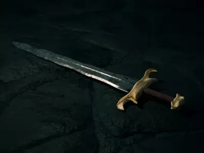 Shortsword with bone hilt Free 3D model