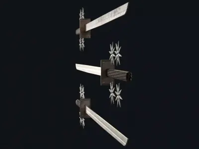 Ninja Weapon Set Low-poly 3D model purchase