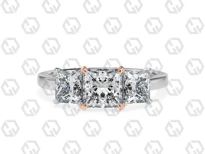 Ring 138 Pear 3 stone ring plain cathedral shank 3D print model