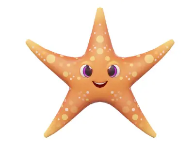 Common Star Fish Cartoon  Animated Low-poly 3D model