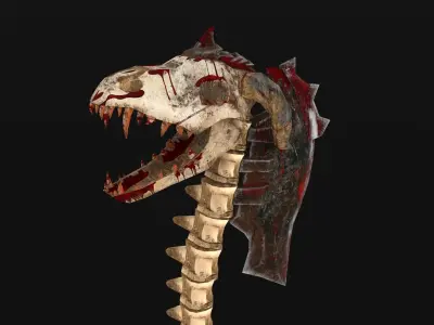 Viking Dragon Face Axe Low-poly 3D model