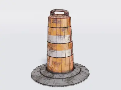 dirty lowpoly traffic Barrel Barricade with pbr textures Low-poly 3D model