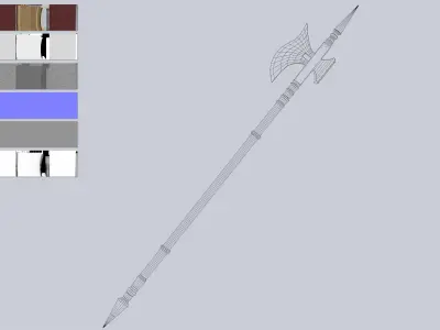 Fantasy halberd Low-poly 3D model get