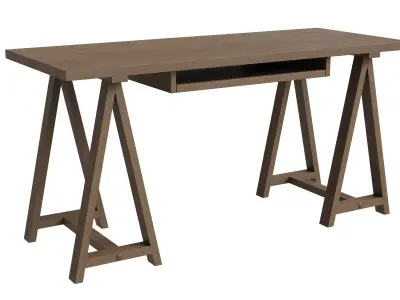 Simple Home Wooden Brown Desk Low-poly 3D model