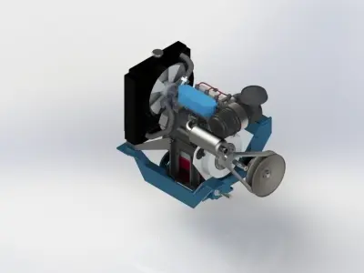 34HP Diesel Engine Free 3D model