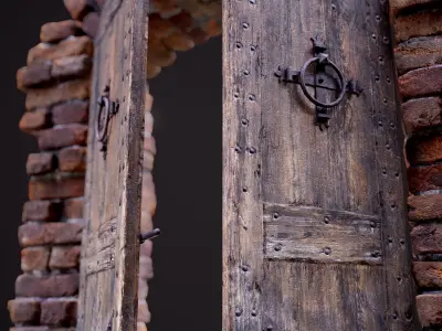 Old Medieval Door with an Arch Low-poly 3D model
