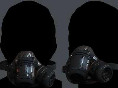 Gas mask helmet 3d model scifi Low-poly Low-poly 3D model Low-poly 3D model 12