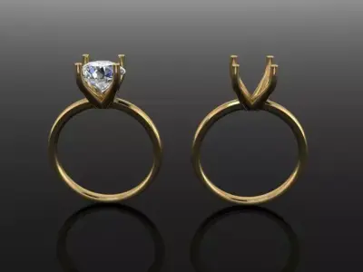 Dainty Solitaire 4 Prong Engagement Ring 8MM 3D print model