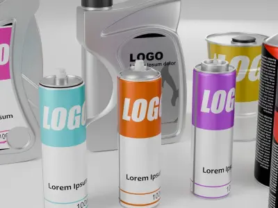 Industrial Container Can Mockup Set Free 3D model