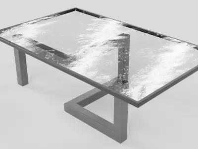 Modern Z Leg Glass Coffee Table Free low-poly 3D model