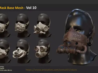 20 Mask Base Mesh - Vol 10 Low-poly 3D model