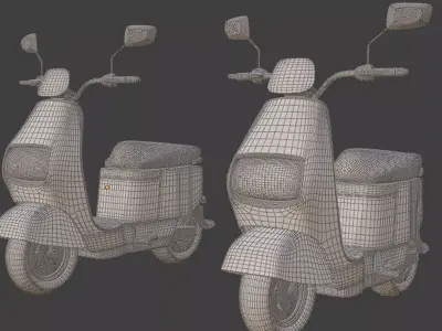 Retro Scooter 3D Model Clean and Damaged Versions 3D model