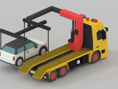 low poly Tow truck Low-poly 3D model