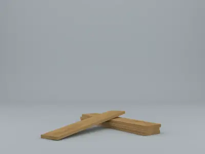 Plank lowpoly pair of wooden sticks Low-poly 3D model