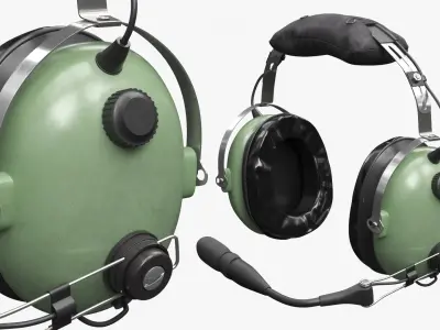  Aviation Pilot Headset on Mannequin Green 