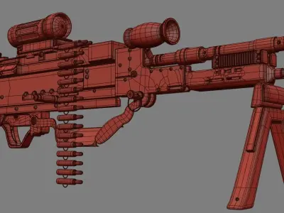 Machine Gun Low-poly 3D model 3