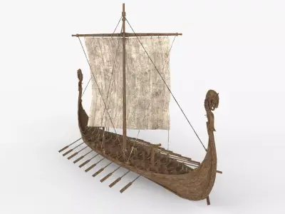 Viking Ship Unfolded  Low-poly 3D model
