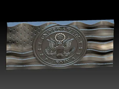 USA United States Flag and Army Eagle 1 3D STL Model 3D model