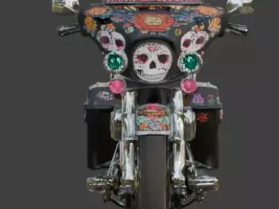 Mexican Dia de los Muertos Bagger Cruiser Motorcycle 3d Low-poly 3D model