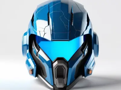 SciFi Helmet with Cracked Visor 3D model