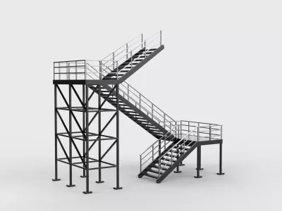 Industrial Stairs Modular 04 3D model