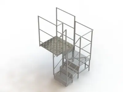 Stairs 3 Steps With Plataform - Escada 3 Degraus Com Plataforma 3D model