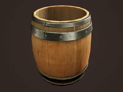 Stylized Western Opened Wooden Barrel Free low-poly 3D model