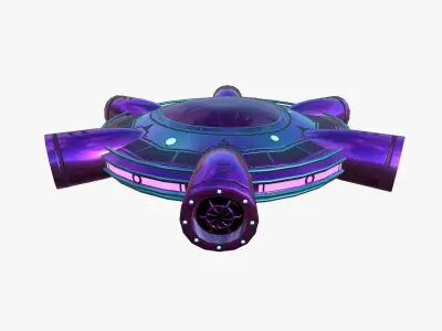 Alien Spaceship UFO J04 Purple Blue - Sci Fi Spacecraft Design Low-poly 3D model