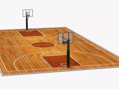 Arena Sports Facility with Dual Basketball Hoops Brown 3D model purchase