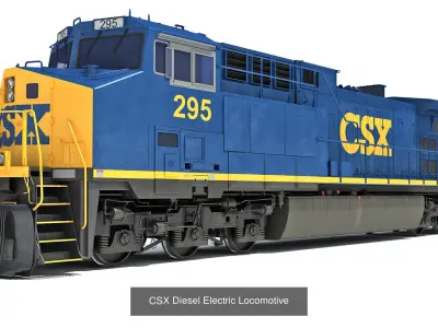 Freight Train Locomotive Railroad Cars 3D Model Pack