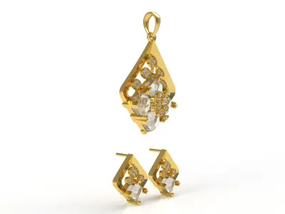 Diamond Pendant Set 09 3D print model