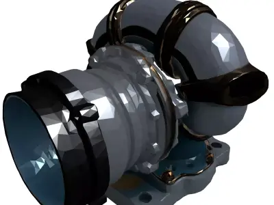 Realistic Turbocharger 3D Model Low-poly 3D model