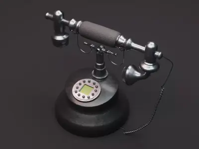 Antique Vintage Telephone Low-poly 3D model