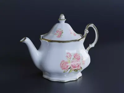 Porcelain Teapot Low-poly 3D model