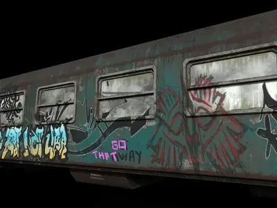 Train Wagon Vandalized Low-poly 3D model