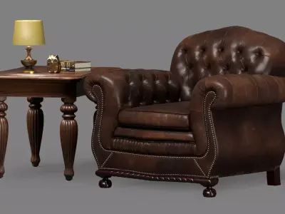 Thomas chesterfield armchair antique 3D model