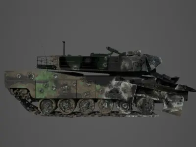 Tank Abrams Destroyed Low-poly 3D model