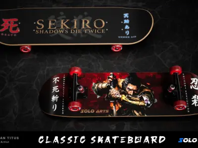 Classic Skateboard - Sekiro Theme Low-poly 3D model