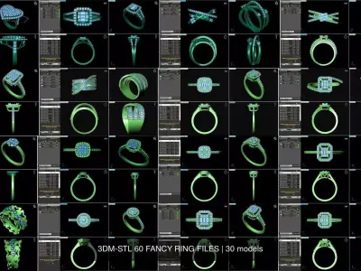 3DM-STL 60 FANCY RING FILES 3D Model Pack