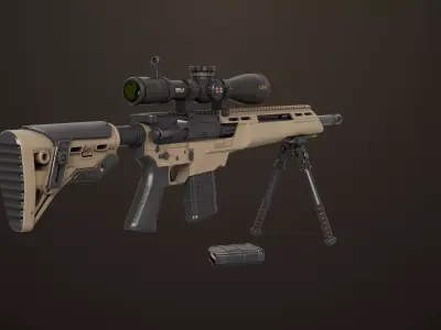 Sniper Rifle 06 Sandal Generic All PBR Unity UE Textures Low-poly 3D model