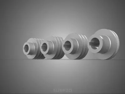 MULTIPLE SIZE GROOVED PULLEY SHEAVE TRACK WHEEL DRIVE GEAR VBELT 3D model