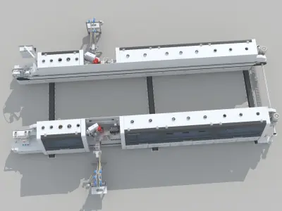 Heavy duty high-speed double end edge banding machine 3D model