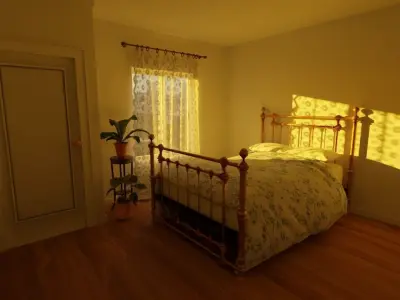 Gold Classic Metal Bed 3D model