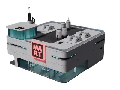 Sci-fi supermarket 3D model