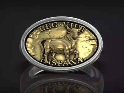 Roman Legion Hispana Buffalo Bull Antique Ring 3D print model